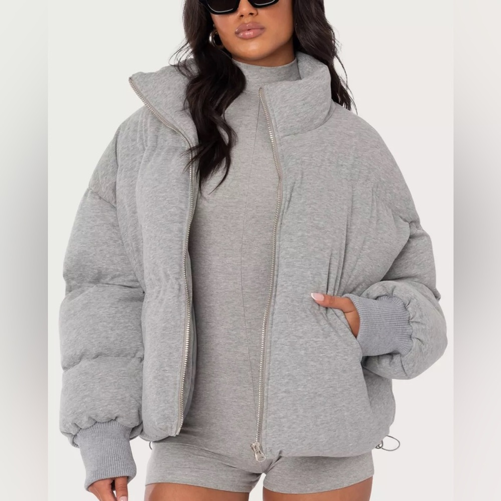 Edikted Women's Light Gray Puffer Jacket